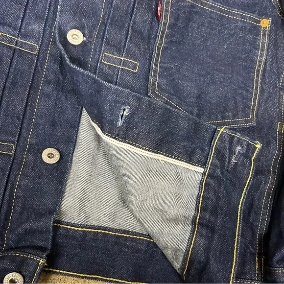 Levi’s Premium Denim Jacket Mens Medium Dark Blue Selvedge Type 1 Buckleback LVC
